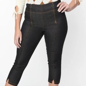 Dark Denim Capri Vintage-Inspired Pants, Large